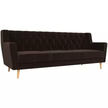Прямой диван Брайтон 3 Люкс (микровельвет коричневый) Лига Диванов 108976