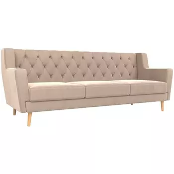 Прямой диван Брайтон 3 Люкс (велюр бежевый) Лига Диванов 108964