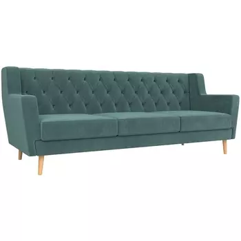 Прямой диван Брайтон 3 Люкс (велюр бирюзовый) Лига Диванов 108965