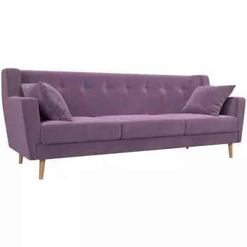 Прямой диван Брайтон 3 (микровельвет сиреневый) Лига Диванов 109161