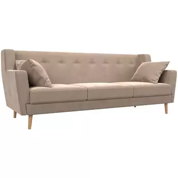 Прямой диван Брайтон 3 (велюр бежевый) Лига Диванов 109148