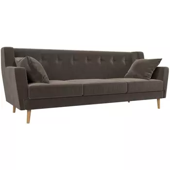 Прямой диван Брайтон 3 (велюр коричневый) Лига Диванов 109152