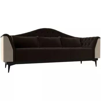 Прямой диван Флорида (основа микровельвет коричневый, компаньон микровельвет бежевый) Лига Диванов 112359