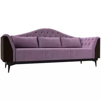 Прямой диван Флорида (основа микровельвет сиреневый, компаньон микровельвет коричневый) Лига Диванов 112361