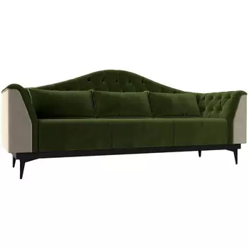 Прямой диван Флорида (основа микровельвет зеленый, компаньон микровельвет бежевый) Лига Диванов 112355