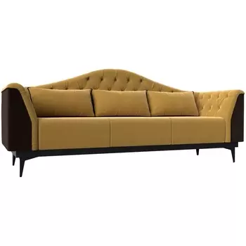 Прямой диван Флорида (основа микровельвет желтый, компаньон микровельвет коричневый) Лига Диванов 112353