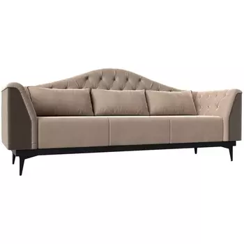 Прямой диван Флорида (основа велюр бежевый, компаньон велюр коричневый) Лига Диванов 112333