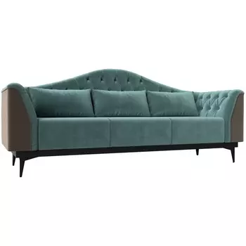 Прямой диван Флорида (основа велюр бирюзовый, компаньон велюр коричневый) Лига Диванов 112335