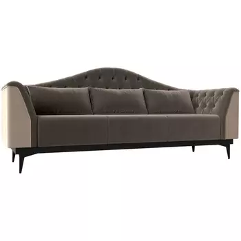 Прямой диван Флорида (основа велюр коричневый, компаньон велюр бежевый) Лига Диванов 112341