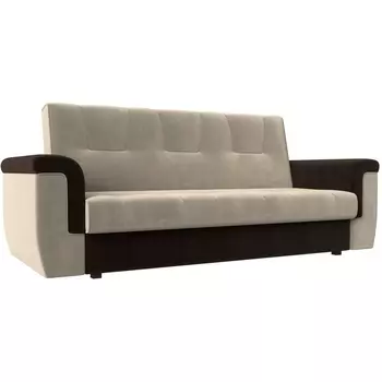 Прямой диван Эллиот (основа микровельвет бежевый, компаньон микровельвет коричневый) Лига Диванов 107465