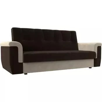 Прямой диван Эллиот (основа микровельвет коричневый, компаньон микровельвет бежевый) Лига Диванов 107473