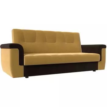 Прямой диван Эллиот (основа микровельвет желтый, компаньон микровельвет коричневый) Лига Диванов 107467