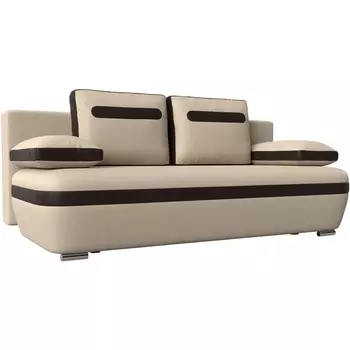 Прямой диван Каир (основа экокожа бежевая, компаньон экокожа коричневая) Лига Диванов 100320