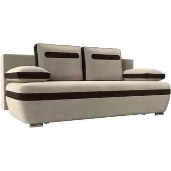 Прямой диван Каир (основа микровельвет бежевый, компаньон микровельвет коричневый) Лига Диванов 100309