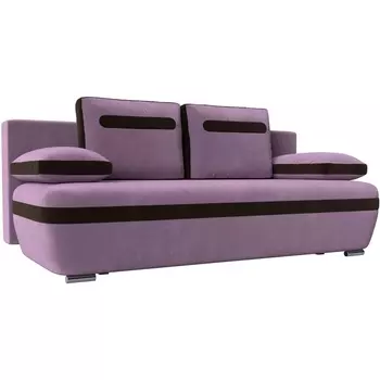 Прямой диван Каир (основа микровельвет сиреневый, компаньон микровельвет коричневый) Лига Диванов 110624