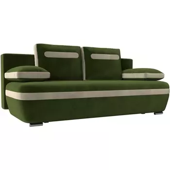 Прямой диван Каир (основа микровельвет зеленый, компаньон микровельвет бежевый) Лига Диванов 100310