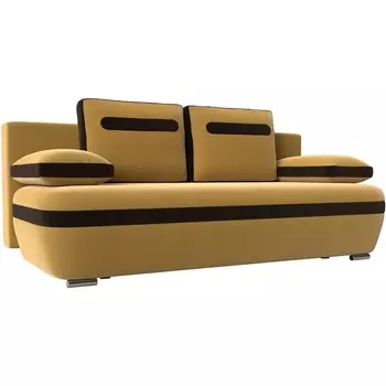 Прямой диван Каир (основа микровельвет желтый, компаньон микровельвет коричневый) Лига Диванов 110622