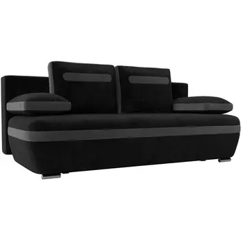 Прямой диван Каир (основа велюр черный, компаньон велюр серый) Лига Диванов 110634