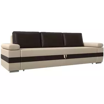 Прямой диван Канкун (Экокожа/Бежевый,Коричневый) Лига Диванов 118300