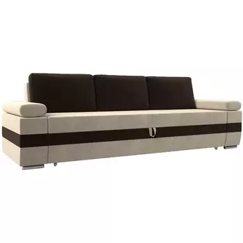 Прямой диван Канкун (Микровельвет/Бежевый,Коричневый) Лига Диванов 118267