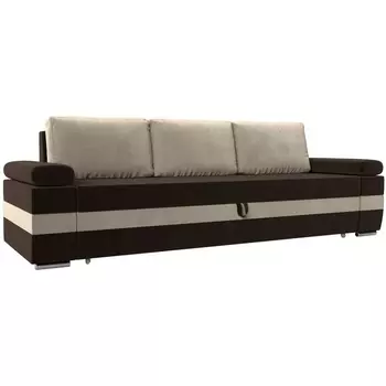 Прямой диван Канкун (Микровельвет/Бежевый,Коричневый) Лига Диванов 118277