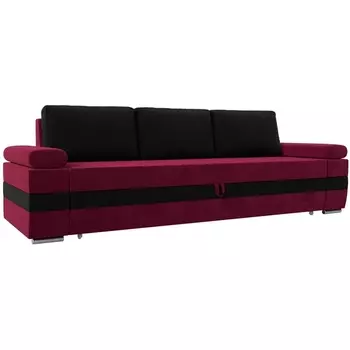 Прямой диван Канкун (Микровельвет/Черный,Красный) Лига Диванов 118269