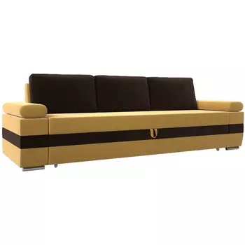 Прямой диван Канкун (Микровельвет/Коричневый,Желтый) Лига Диванов 118271