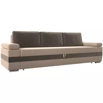 Прямой диван Канкун (Велюр/Бежевый,Коричневый) Лига Диванов 118250