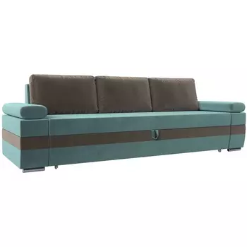 Прямой диван Канкун (Велюр/Бирюзовый,Коричневый) Лига Диванов 118252