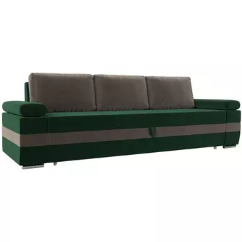 Прямой диван Канкун (Велюр/Зеленый,Коричневый) Лига Диванов 118256