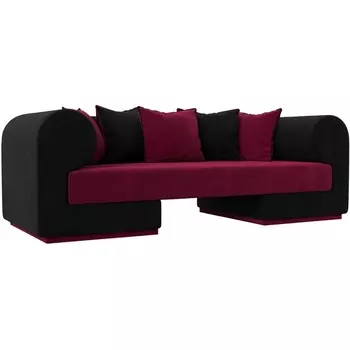 Прямой диван Кипр (основа микровельвет бордовый, компаньон микровельвет черный, подушки микровельвет бордовый, черный) Лига Диванов 116284