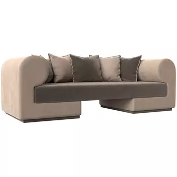 Прямой диван Кипр (основа велюр коричневый, компаньон велюр бежевый, подушки велюр коричневый, бежевый) Лига Диванов 116273