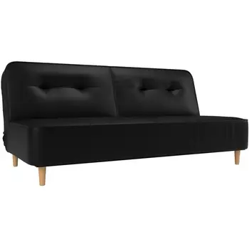 Прямой диван книжка Портленд (экокожа черная) Лига Диванов 108757