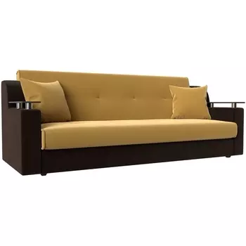 Прямой диван книжка Сенатор (основа микровельвет желтый, компаньон микровельвет коричневый) Лига Диванов 110118