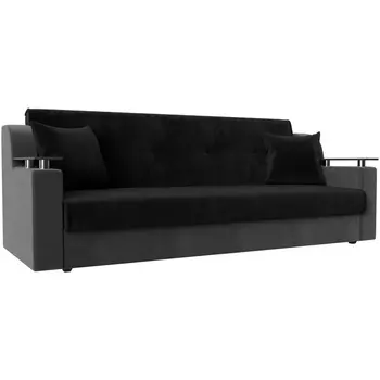 Прямой диван книжка Сенатор (основа велюр черный, компаньон велюр серый) Лига Диванов 110141