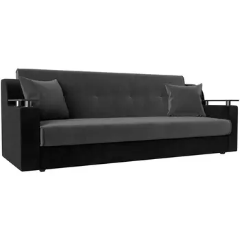 Прямой диван книжка Сенатор (основа велюр серый, компаньон велюр черный) Лига Диванов 110140