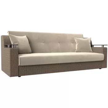 Прямой диван книжка Сенатор (Рогожка,Микровельвет/Бежевый) Лига Диванов 119566