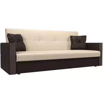 Прямой диван книжка Валенсия (основа экокожа бежевая, компаньон экокожа коричневая) Лига Диванов 111063