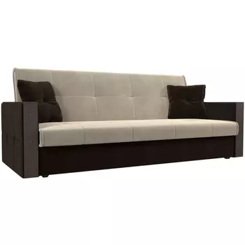 Прямой диван книжка Валенсия (основа микровельвет бежевый, компаньон микровельвет коричневый) Лига Диванов 111039