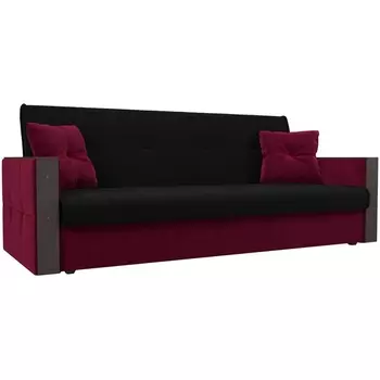 Прямой диван книжка Валенсия (основа микровельвет черный, компаньон микровельвет бордовый) Лига Диванов 111048