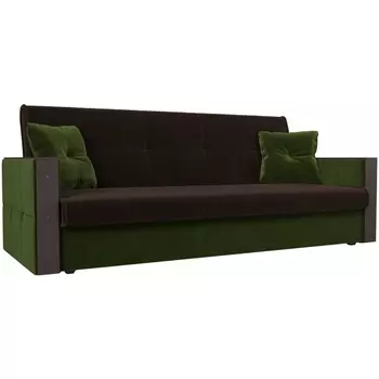 Прямой диван книжка Валенсия (основа микровельвет коричневый, компаньон микровельвет зеленый) Лига Диванов 111052