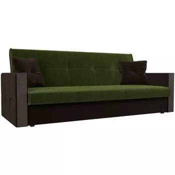 Прямой диван книжка Валенсия (основа микровельвет зеленый, компаньон микровельвет коричневый) Лига Диванов 111051