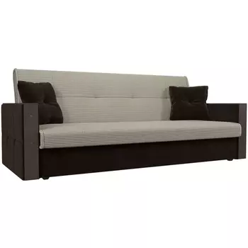 Прямой диван книжка Валенсия (основа рогожка Корфу 02, компаньон микровельвет коричневый) Лига Диванов 111055