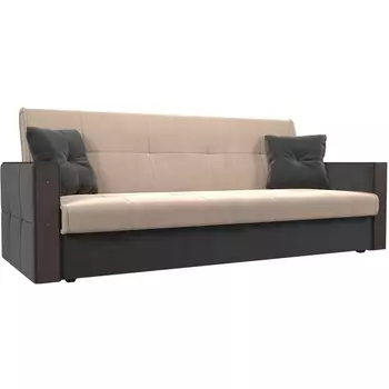 Прямой диван книжка Валенсия (основа велюр бежевый, компаньон велюр серый) Лига Диванов 111036