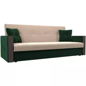 Прямой диван книжка Валенсия (основа велюр бежевый, компаньон велюр зеленый) Лига Диванов 111035