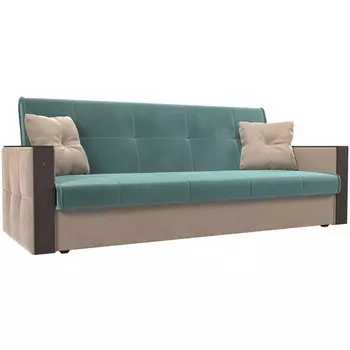 Прямой диван книжка Валенсия (основа велюр бирюзовый, компаньон велюр бежевый) Лига Диванов 111027