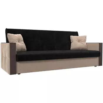 Прямой диван книжка Валенсия (основа велюр черный, компаньон велюр бежевый) Лига Диванов 111030