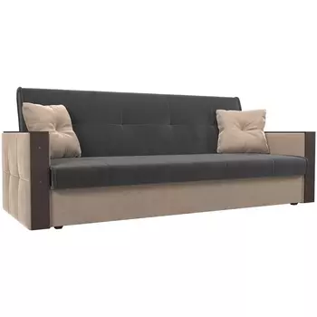 Прямой диван книжка Валенсия (основа велюр серый, компаньон велюр бежевый) Лига Диванов 111029