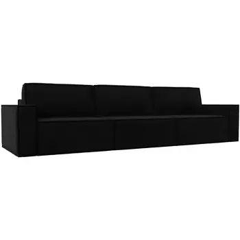 Прямой диван Куба лонг (Микровельвет/Черный) Лига Диванов 116878