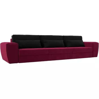 Прямой диван Лига-008 Long (Микровельвет/Черный,Красный) Лига Диванов 119037